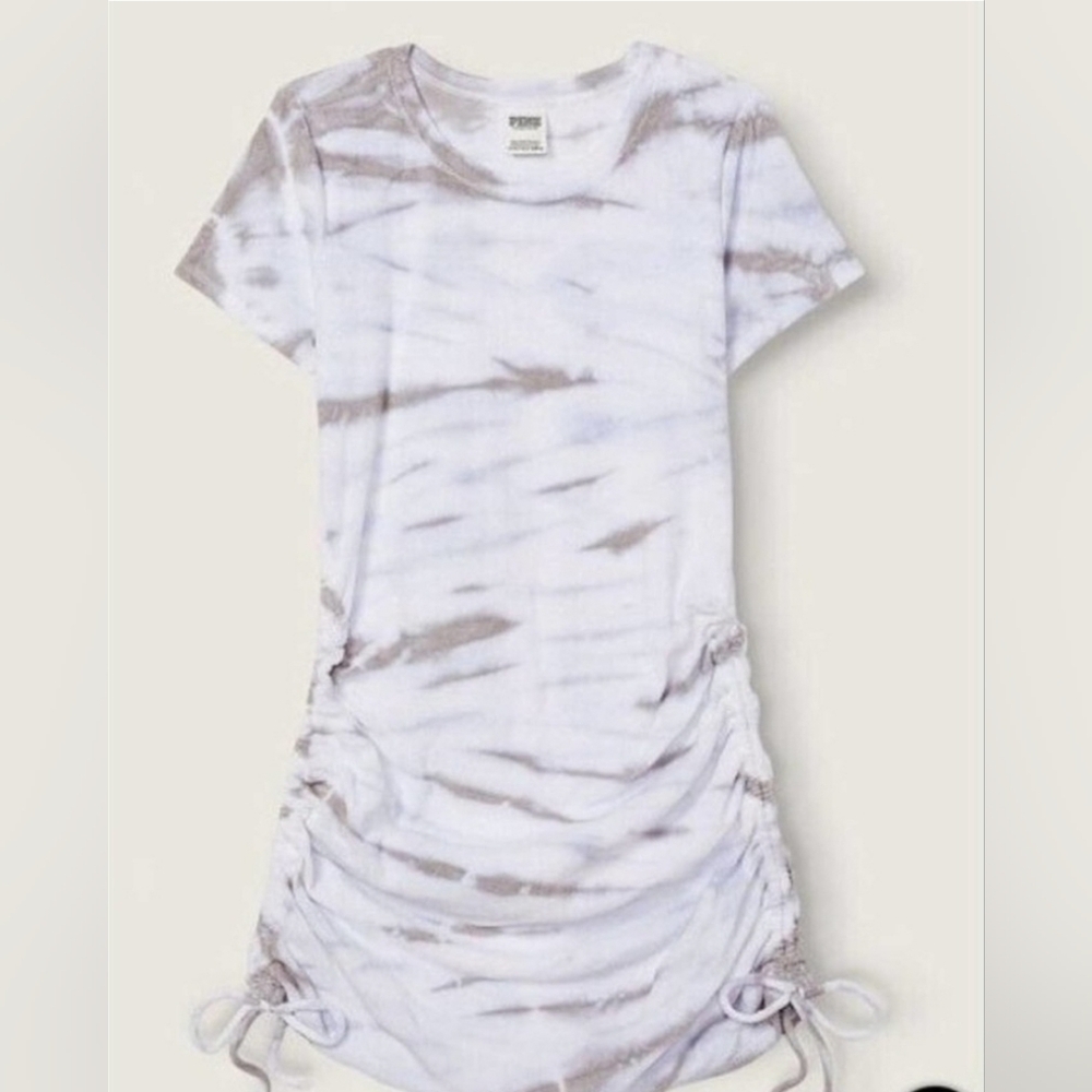 PINK Victorias Secret Tie-Dye Ruched Terry Beach Dress Size Large